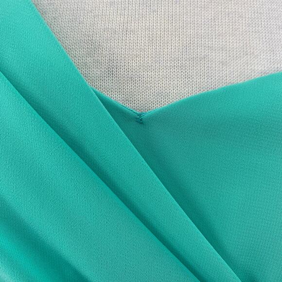 After Six Gown One Shoulder Draped Maxi Dress Sweetheart Gathered Turquoise 8 - Picture 4 of 10